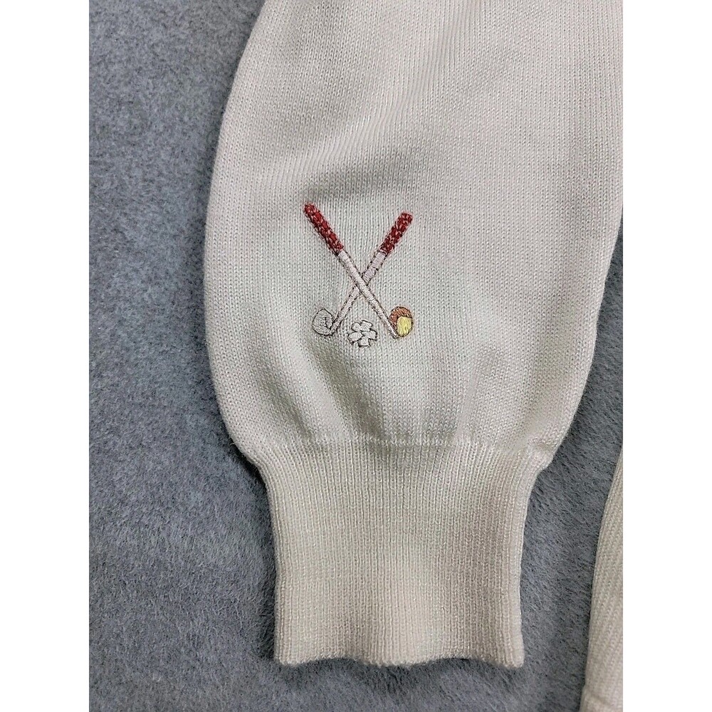 Vtg Andreno Argenti Cardigan Sweater Womens L White Golf Button Knit Embroidered - Picture 13 of 16